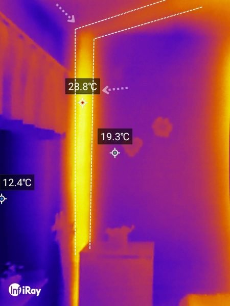 Identificazione Tubo acqua calda nel muro e sul soffitto